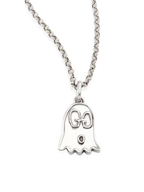 guccighost pendant necklace in silver